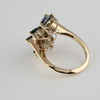 18K Yellow Gold 2 Ct TW Blue Sapphire and Diamond Cocktail Ring Size 7.75