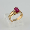 Vintage 18K Yellow Gold Synthetic Red Spinel Ring Size 3.75 Circa 1950