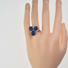 18K YG and Sterling Silver Lapis Ring with Diamond Accents Size 7.5 Circa 1950