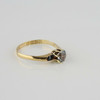 Antique 18K Yellow Gold White Sapphire with Blue Sides Ring Size 7 Circa 1930