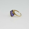 10K Yellow Gold Amethyst Ring Scrolled Bypass Design Size 6,Circa 1960