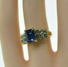 10K Yellow Gold Synthetic Sapphire and Diamond Ring Size 6.25 Circa 1970