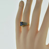 10K Yellow Gold Synthetic Sapphire and Diamond Ring Size 6.25 Circa 1970