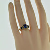 10K Yellow Gold Synthetic Sapphire and Diamond Ring Size 7.25