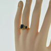 10K Yellow Gold Synthetic Sapphire and Diamond Ring Size 7.25