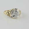 10K White and Yellow Gold Cubic Zirconia Nugget Style Ring Size 12.5 Circa 1970