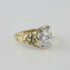 10K White and Yellow Gold Cubic Zirconia Nugget Style Ring Size 12.5 Circa 1970