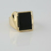 10K Yellow Gold Black Onyx Ring Unusual Design Size 10 Circa 1970