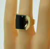 10K Yellow Gold Black Onyx Ring Unusual Design Size 10 Circa 1970