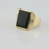 10K Yellow Gold Black Onyx Ring Unusual Design Size 10 Circa 1970