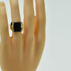 10K Yellow Gold Black Onyx Ring Unusual Design Size 10 Circa 1970