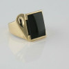 10K Yellow Gold Black Onyx Ring Unusual Design Size 10 Circa 1970