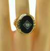 10K Yellow Gold Black Onyx and Sapphire Ring Size 11.75 Circa 1960