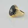 10K Yellow Gold Black Onyx and Sapphire Ring Size 11.75 Circa 1960