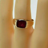 Vintage 10K Yellow Gold Red Stone Ring Size 10.5 Circa 1950