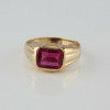 Vintage 10K Yellow Gold Red Stone Ring Size 10.5 Circa 1950