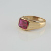 Vintage 10K Yellow Gold Red Stone Ring Size 10.5 Circa 1950