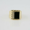 Men's 14K YG Black Onyx and Diamond Ring Nugget Style Size 7.5 Circa 1970