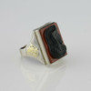 Men's 14K White and Yellow Gold Carnelian and Black Onyx Soldier Ring Size 8