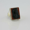 Men's 14K White and Yellow Gold Carnelian and Black Onyx Soldier Ring Size 8