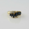 10K Yellow Gold 2ct tw Blue Sapphire and Diamond Cocktail Ring Size 6 Circa 1980