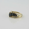 10K Yellow Gold 2ct tw Blue Sapphire and Diamond Cocktail Ring Size 6 Circa 1980