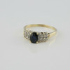 10K Yellow Gold Sapphire and Diamond Ring Size 9.25 Circa 1960