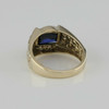 10K Yellow Gold Synthetic Sapphire Ring with Diamond Accents Size 10.75