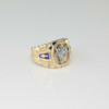 10K Yellow Gold Masonic Ring with Diamond and Blue Enamel Size 8 Circa 1950