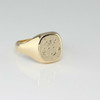 10K Yellow Gold "Balladur" Signet Ring Incised Crest Size 13 Circa 1930