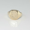 10K Yellow Gold "Balladur" Signet Ring Incised Crest Size 13 Circa 1930