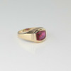 10K Yellow Gold Red Spinel Ring with Cushion Shaped Stone Size 9 Circa 1990