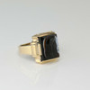 10K Yellow Gold Onyx Cameo Double Roman Soldier Head Ring Size 10 Circa 1950