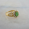 14K Yellow Gold Oval Jade Pearl Halo Filigree Ring Size 9