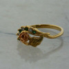 10K Yellow Gold Emerald and Diamond Bypass Ring Size 7