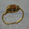 10K Yellow Gold Emerald and Diamond Bypass Ring Size 7