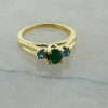 10K Yellow Gold Emerald and Blue Zircon Ring Size 5