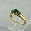 10K Yellow Gold Emerald and Blue Zircon Ring Size 5