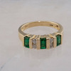 14K Yellow Gold 1 ct Emerald and Diamond Modernist Ring Size 7