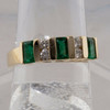 14K Yellow Gold 1 ct Emerald and Diamond Modernist Ring Size 7