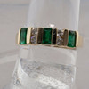 14K Yellow Gold 1 ct Emerald and Diamond Modernist Ring Size 7