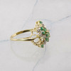 14K Yellow Gold Emerald and Diamond Cocktail Ring Size 8