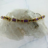 14K Yellow Gold Amethyst Citrine and Garnet Bracelet 7.5 Inch Long