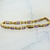 14K Yellow Gold Amethyst Citrine and Garnet Bracelet 7.5 Inch Long