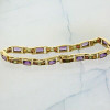 14K Yellow Gold Amethyst Citrine and Garnet Bracelet 7.5 Inch Long