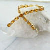 14K Yellow Gold Citrine and Diamond Bracelet 7 inch Circa 1970