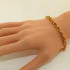 14K Yellow Gold Citrine and Diamond Bracelet 7 inch Circa 1970