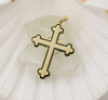 14K Yellow Gold and Black Enamel Cross Pendant