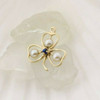 14K Yellow Gold Pearl and Sapphire Clover Pendant