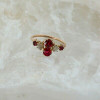 10K Yellow Gold Red Stone and Moonstone Ring Late Victorian Size 5.5 Circa 1900